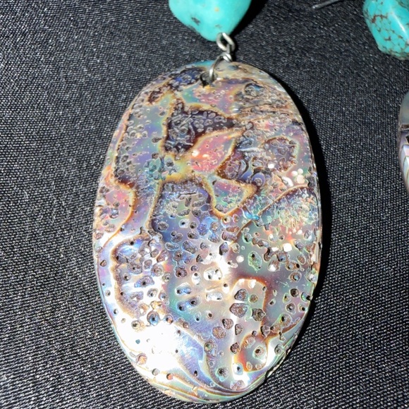 Turquoise shell earrings - Picture 3 of 3